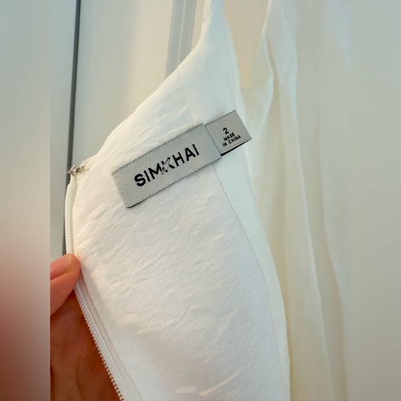 NWOT SIMKHAI Juni Bubble-Hem Cotton-Blend Corset Mini Dress white - Picture 12 of 14